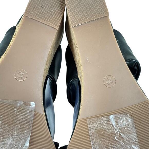 YOKI Black Arlette-14 Cork Wedge Twisted Strap Slip On Heeled Sandals Size 10 - Picture 5 of 6